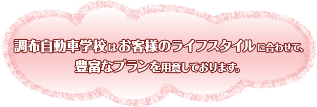 調布自動車学校はお客様のライフスタイルに合わせて、豊富なプランを用意しております。